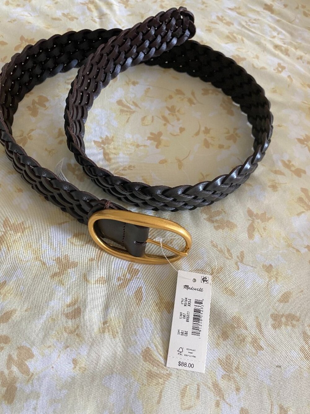 Madewell Woven Leather Oval Buckle Belt X-Small/Small, COFFEE BEAN